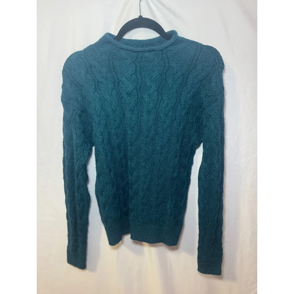 J. Crew Cable Knit Sweater Womens S Teal Blue Crewneck Classic Preppy